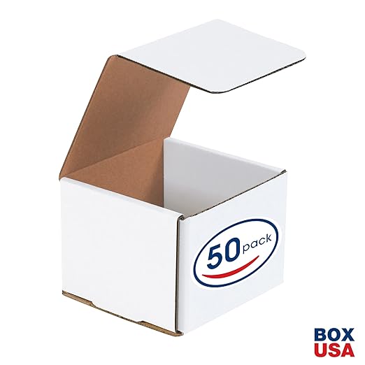 Box USA BMLR2 4 3/8"L x 4 3/8"W x 3 1/2"H, White (Pack of 50)