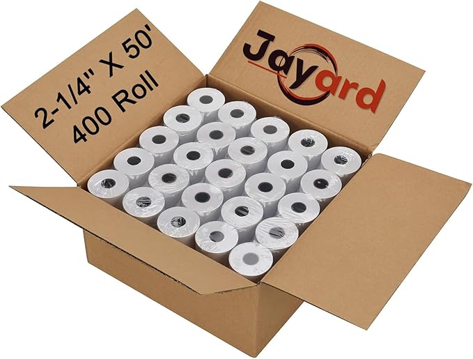 Jayard 2-1/4"X50' Thermal Paper Rolls For Credit Card - Cash Register Rolls - Premium Register Tape Pos Thermal Printer Paper (400 Rolls)