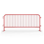 Angry Bull Barricades Metal Interlocking Steel Barricade (8.5 Ft. Heavy Duty, Flat Feet, Red Powder Coated, Set of 10)