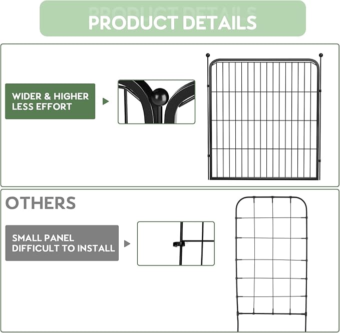 ZXMOTO Outdoor Garden Fence with Gate 6 Pack 32in(H) x14ft(L) Heavy Duty Metal, Decorative Outdoor Yard Fencing for Dogs, Temporary Dog Fence for Backyard, Patio & Garden Beds Easy Setup
