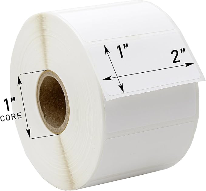 HOUSELABELS 2" x 1" Barcode Labels in Polypropylene Compatible with Zebra and Rollo Printers, 12 Rolls / 1,300 Labels per Roll