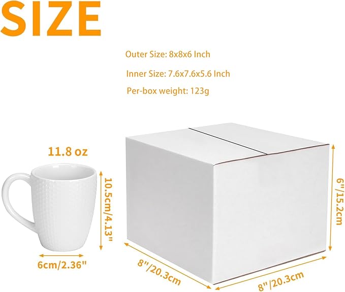 PETAFLOP 25 Pack White 8x8x6 Shipping Boxes, Small Cardboard Corrugated Box for Business, Mailing, Mailer, DIY