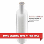 Stretch Wrap with Handle Industrial Strength 4 Pack 11" x 1000 Ft 60 Gauge Thick (15 Micron) Shrink Wrap Roll for Moving Supplies, Furniture, Pallets, Plastic Wrap for Packing, Heavy Duty Stretch Film