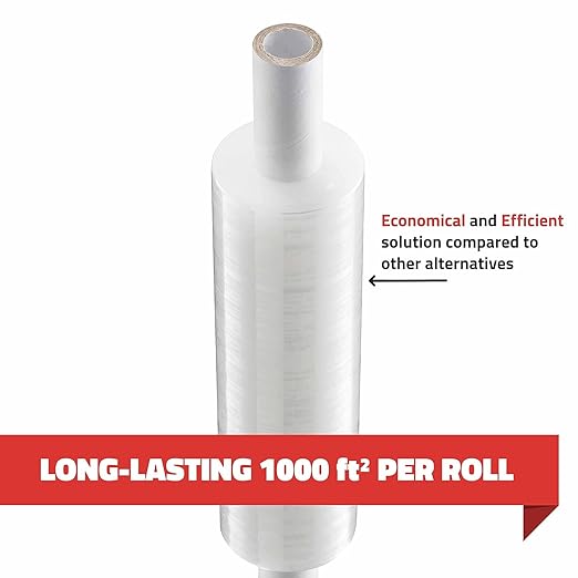 Stretch Wrap with Handle Industrial Strength 4 Pack 11" x 1000 Ft 60 Gauge Thick (15 Micron) Shrink Wrap Roll for Moving Supplies, Furniture, Pallets, Plastic Wrap for Packing, Heavy Duty Stretch Film