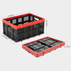 49L Collapsible Crate, Milk Crate for Storage, Foldable Storage Crate, Stackable Crate for Organizing for Home, Shopping, Camping, School, Office, Warehouse, Red