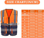 Orange&Navy Small High visibility vest,Reflective Safety Vest Workwear 7 Pockets Hi Vis Durable Vest with Reflective Tapes 4 Lower Pockets