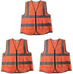 High-Visibility Safety Vests – Pack of 3, Reflective vest, Front Zipper & Utility Pockets for Maximum Safety