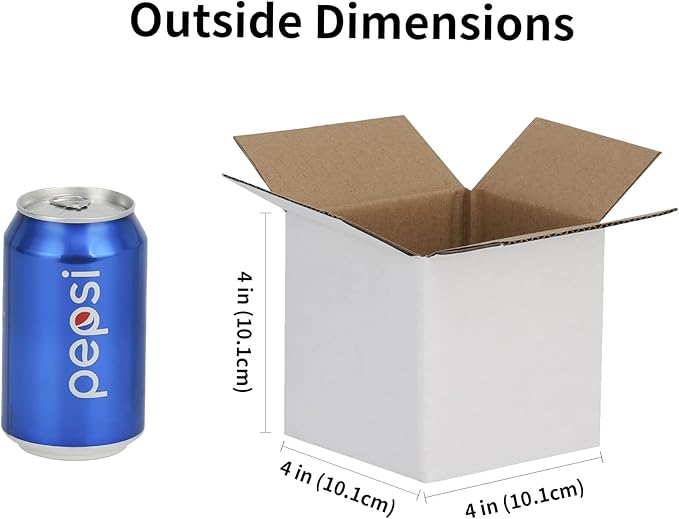 4x4x4 inches Shipping Boxes 30 Pack, Kraft Corrugated Small Cardboard Boxes for Mailing Packing, White
