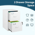 MIIIKO 2 Drawer Filing Cabinet with Lock, Metal Vertical File Cabinets for Home Office, Lockable File Storage Cabinets Under Desk, Letter/A4 File Folders Storage（White-Assembly Required