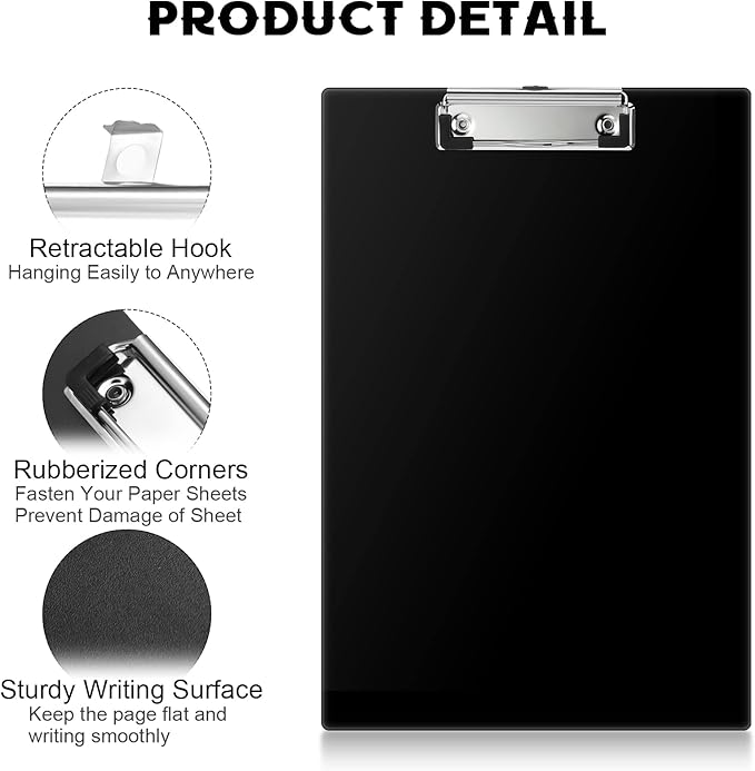 30 Pieces Clipboards, Plastic Clipboards with Low Profile Clip A4 Letter Size Cute Clip Boards Holds 100 Sheets for Home Office Classroom Supplies, 12.4 x 8.7 Inch (Chic Style)