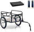 Bike Cargo Trailer with Spring Suspension, Bicycle Wagon Cart, Handle Cart 160 lbs Load Capacity, Foldable Compact Storage，with Removable Dust Cover Wheel 16’’