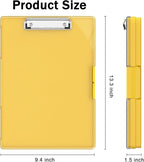 Rimilak Plastic Clipboard with Storage, Side Opening with 2 Compartment, Size 13.3 x 9.4 x 1.5 Heavy Duty High Capacity Nursing Box for Work School & Office Supplies, Yellow