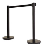 VIP Crowd Control Retractable Belt Stanchion Queue Safety Barrier Set, 36" Ht, 78" Black Belt + Wall Bracket (6 Posts Belt+SFrame+WBracket)