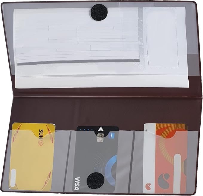 Andalus Auto Registration & Insurance Card Holder Pack of 2, Waterproof Essential Car Registration Holder with Hook & Loop Closure, Perfect for Every Vehicles Glove Boxes (Brown - 9.5" x 5.15")