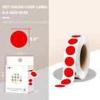 PARLAIM 1/2 Inch Round Adhesive Color-Code Dot Stickers,500 Stickers Inventory Dots Label in Dispenser Box,Red Circle Coding Labels for Office Home (Red)