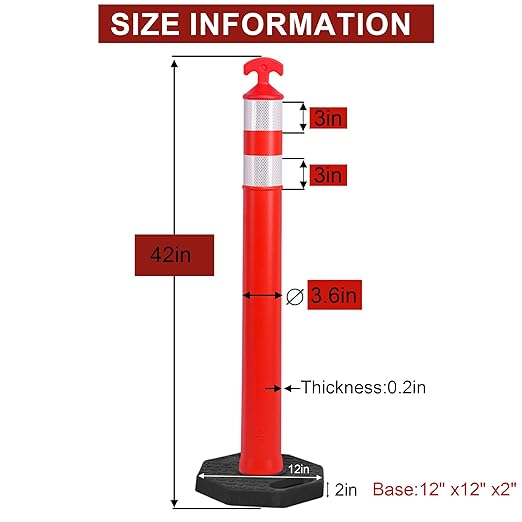 OrangeStar 3-Pack 42" Traffic Cones with Heavy Duty Base & Reflective Collars, Safety Delineators for Road Construction, Parking Lot, Traffic Control