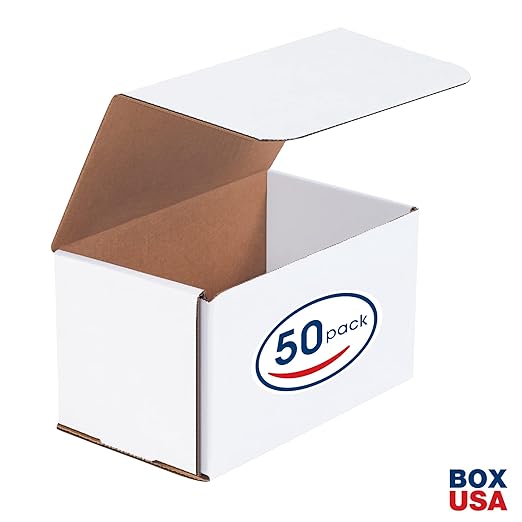 Box USA BM744 7"L x 4"W x 4"H, White (Pack of 50)