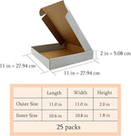11x11x2 Inches Shipping Boxes Set of 25,White Corrugated Mailing Cardboard Box Literature Mailer for Packing Small Business Moving Storage, E-Commerce Packaging Mailing Boxes Gift Boxes for Presents