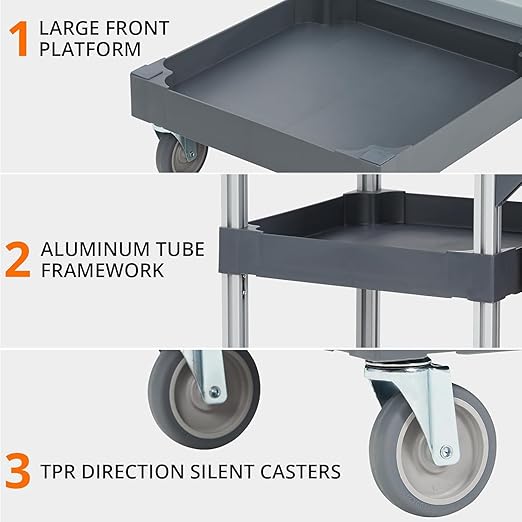 Commercial Traditional Janitorial Cleaning Cart on Wheels with Cover and Vinyl Bag, Housekeeping Carts for Hotels, Stores, Schools, and Business, Gray