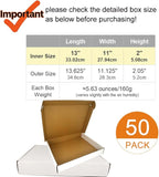 50 Pack 13x11x2'' Small Shipping Boxes, Corrugated Cardboard Mailers for Business, White (CM13112)