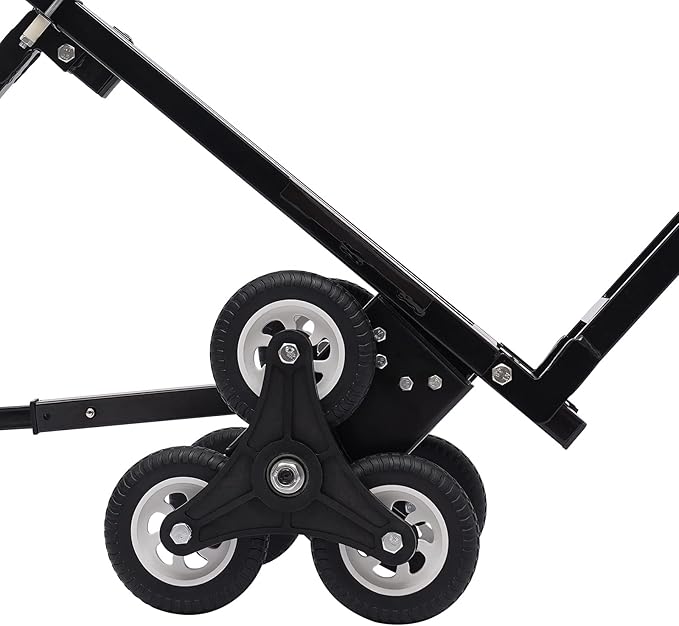 Stair Climbing Cart, Foldable Hand Truck with 6+2 Wheels, Stair Climber Hand Truck, Black 460lbs Heavy Duty Dolly Cart with Adjustable Height for Goods Warehouses Airports