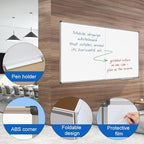 Large Magnetic Whiteboard 48 x 36 Inch, Foldable Dry Erase White Board with Pen Tray, Big Aluminum Frame Folding Message Presentation Board for Wall