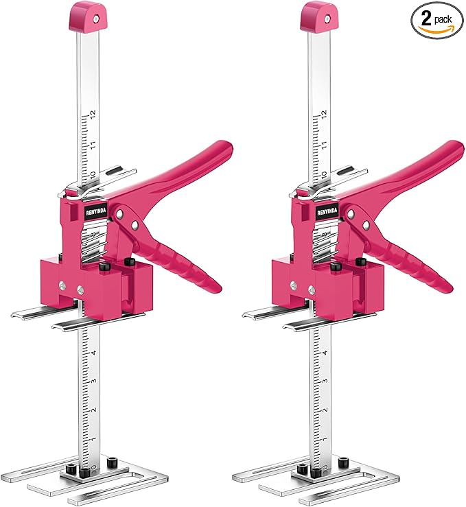 Labor-Saving Arm Jack Multifunctional Construction Jacks, Furniture Jacks， for Installing Windows and Doors, Lifting Furniture, Woodworking Tools, Wall Tile Positioning (Pink, 15.7inches)
