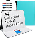 Portable White Board Small Dry Erase Board, 9" x 12" Double Sided Folding Whiteboards with 3 Pens, A4 Reusable Notebook with Storage Mesh Bag for Study, Meeting, Draft, Notes, Doodling