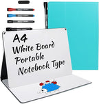 Portable White Board Small Dry Erase Board, 9" x 12" Double Sided Folding Whiteboards with 3 Pens, A4 Reusable Notebook with Storage Mesh Bag for Study, Meeting, Draft, Notes, Doodling
