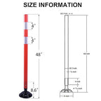 OrangeStar 8 Pack Delineator Post 48" Red Traffic Delineator Cones with Fixable Base for Road Safety, Parking Lots