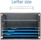 PRANDOM File Organizer Box - Set of 1 Collapsible Decorative Linen Filing Storage Hanging File Folders with Lids Office Cabinet Letter Size Grey (14x9.3x10.8 inch)