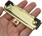 HAHIYO 3.94 Inches Gold Metal Mountable Clipboard Clips - 6 Pack, Durable Spring Loaded Clip with Rubber Grips, Hanging Hole and Rivets - Document File Wood Plastic Clip Board for Office School Home