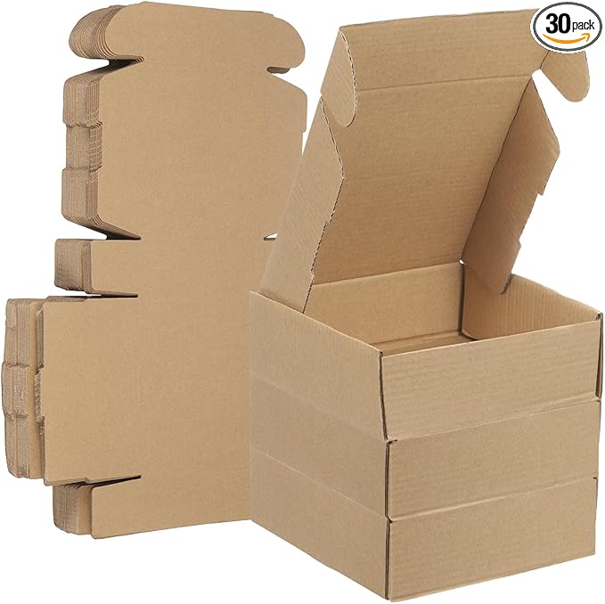 PATIKIL 6 x 6 x 2 Inch Shipping Boxes, 32 Pack Hard Corrugated Cardboard Box Cute Carton Boxes Literature Mailer for Mailing Packaging Small Business Gift Storage, Brown