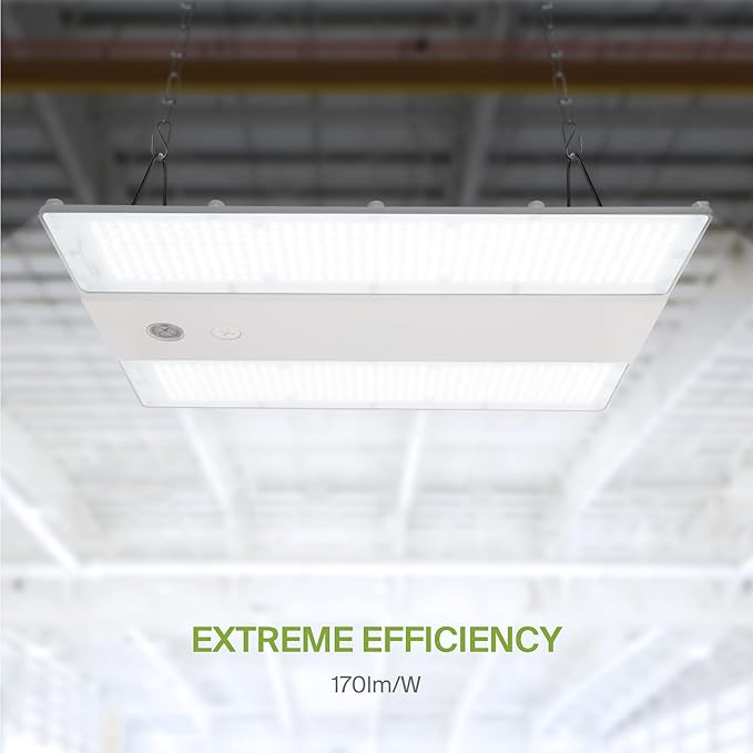 ASD LED Linear High Bay Light Fixture, Commercial Shop Lighting | 3CCT, Dimmable, Power Adjustable, DLC Premium, UL Listed | 220W 34000LM 3500-5000K 200-480V | Warehouse, Garage, Workshop Lamp | White