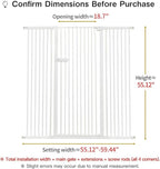 Lumizone Extra Tall Cat Gate 55.12" High Pressure Mounted Extra Wide 2025 New (17 Sizes) 1.37" Gap No Drilling Auto-Close One-Handed Operation Tall Pet Gate for Dogs(White, 55.12" H x 55.12"-59.44" W)