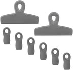 COOK WITH COLOR Bag Clips - Heavy Duty Chip Clip and Refrigerator Magnet Clips for Food Storage with Air Tight Seal Grip, Grey, Pack of 8
