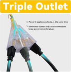 EP 20 Ft 12 Gauge Heavy Duty Extension Cord, 15A 125V 1875W, 3 Outlet Indoor/Outdoor Power Cord with Lighted End, 12/3 SJTW Weatherproof Yellow, UL Listed