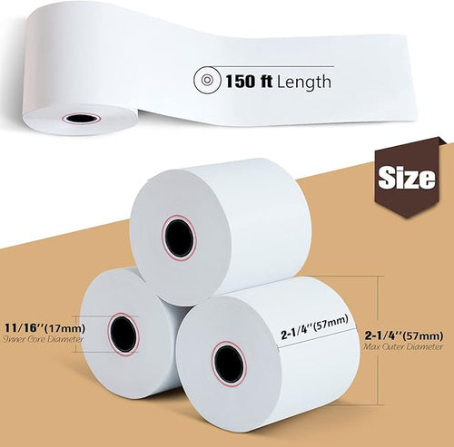 (48 Rolls) 2 1/4" x 150' Thermal Paper, Adding Machine/Calculator POS Receipt paper for Cash Registers