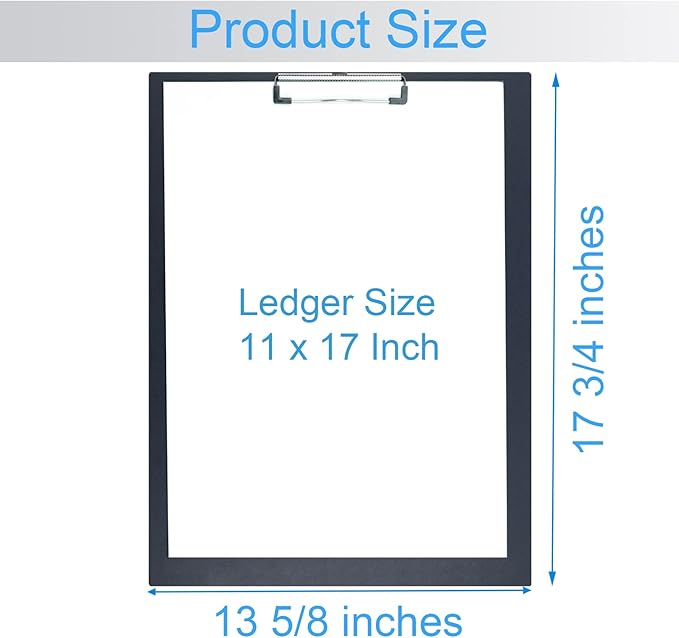 Acocony 11x17 Clipboard Vertical Extra Large Clipboard Low Profile Clip 11 x 17 Clipping Board PP Plactic Black Pack of 1