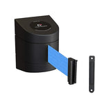 Crowd Control Warehouse - CCW Series WMB-220 Fixed Wall Mount Retractable Belt Barrier - 15 Foot, Light Blue Belt with Black ABS Case