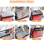 TooCust Red Insulated Bags For Food Delivery 16.5" x 11.4" x 11.8", Commercial Insulated Food Delivery Bag w/Divider, Waterproof & Foldable Catering Bag