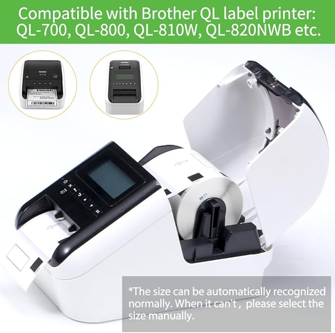 Replace for Brother (2.4 in x 1.1 in) DK-1209 White Label for Small Address/Barcode Labels, Roll of 800 Stickers use with QL-800 Printer, 29 x 62mm (5 Rolls+ 1 Reusable Cartridges)