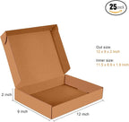 12x9x2 inch Small Shipping Boxes Set of 25, Brown Corrugated Cardboard Box Literature Mailer for Mailing Packing Moving and Storage