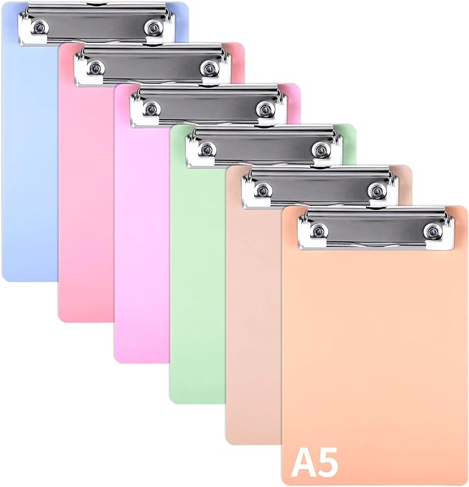 6 PCS MiNi Clipboard，Pretty Cute Small Clipboards 4×6 Inch A6 for Classrooms, Offices, Restaurants, Doctor Offices - (Set of 6 Macaron Colors)