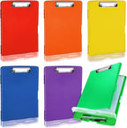 Crtiin 6 Pcs Plastic Clipboard with Storage Colored A4 Nursing Holder Heavy Duty Waterproof Storage Clipboard Folder for Office School Nurses Teacher Essentials (Bright Color)