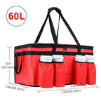 Insulated Food Delivery Bag with 4 Cup Holders, XX-Large Insulated Grocery Bags Keep Food Hot/Cold, Cooler Bags with Drink Carrier, Food Carrier Catering Bag, Commercial Food Warmer Bag, Red