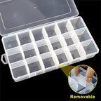5 Pack 18 Compartment Organizer Box with Parkical Adjustable Dividers, 18 Grids Plastic Storage Container for Jewelry, Craft DIY, Bead Organizer, Sewing, Dip Powder, Hair Accessories
