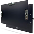 Three Black Clip Aluminum 11x17 Clipboard Metal Stainless Hangable Clipboards Art Pen Holder Extra Large Clip Board for Business Medical Professionals Workshop (Black, A3-3Clip)