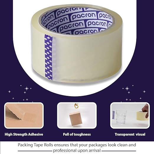 Clear Packing Tape - 18 Heavy-Duty Wrapping Tape - 55-Yard Length, 990 Total Yards 1.88-Inch Wide Strong Adhesive Rolls for Moving Boxes, Office Packaging, Storage Organization & Warehouse Shipping