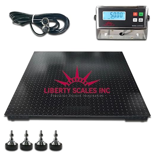 Liberty LS-4040-5k-NN 40" x 40" Industrial Floor Scale with Indicator Warehouse Pallet Scale | 5000 lbs x 1 lb